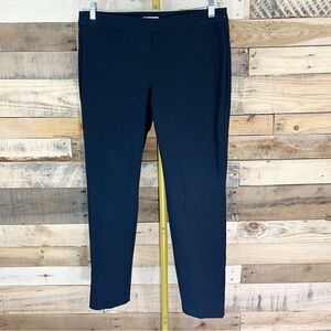 Eileen Fisher Black Organic Cotton Blend Slim Leg Pants Side Zip Size Medium